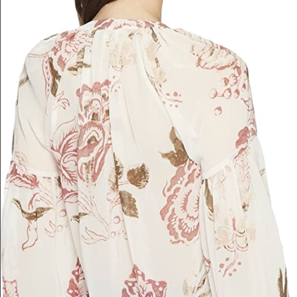 Lucky brand womens long sleeve printed peasant top ruffle details size Medium - Picture 2 of 14